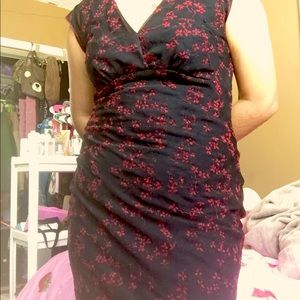 Black red flower detail dress